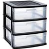Acan Tradineur - Cassettiera Sena 3 cassetti, plastica nera, 40 x 39 x 49,5 cm, torre portaoggetti, cassetti opachi, organizer ausiliario multiuso, stoccaggio, camera da letto, bagno, ufficio