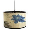 FANSU Paralume E27 Vintage Paralume in Bambù Modello Lampadario Copertura Lampada Accessori Luce Sostituibile Lampada Tavolo Lampada Comodino Paralume a Tamburo (30x20cm,pittura a inchiostro 2)