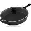 BBQ-TORO griglia in ghisa con Coperchio in Vetro | Padella in ghisa, Padella per friggere alla griglia, Padella per friggere con Coperchio, Padella per Bistecca (Ø 30 cm)