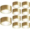 LEGZIT Confezione da 10,plafoniere per Interni in Ottone,plafoniere a Montaggio Superficiale,faretto da Incasso 3000K,Lampada a Occhio di Bue da Incasso,3 W,5 W,7 W,9 W,CRI 90+,Luce a Disco COB,luc