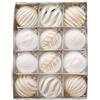 MLordoarf Set di 12 palline floccate, in velluto vintage rosso e oro, decorazione per albero di Natale floccata bordeaux, grandi palline decorative infrangibili da appendere per ghirlande natalizie
