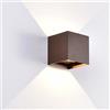 Planetitaly Applique LED cubo da esterno, Impermeabile IP65, Potenza 20W LED, Flusso luminoso 2000 lumen, Fascio di luce regolabile, Ideale per illuminare il balcone, muro, parete esterna, Hotel (4000K, Corten)