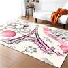 Mateju Tappeto Salotto Moderno, Torre Eiffel Stampa Tappeti Camera da Letto, Flanella rug Antiscivolo Lavabile per Salotto,Cucina,Bagno,Bambini Cameretta (80x120cm,Parigi Romantica)