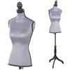 Mendler Manichino da sarta T220, busto da vetrina regolabile (torso femminile), con treppiede, in schiuma - grigio