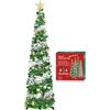 HMASYO Albero di Natale Artificiale Sottile 150cm a Paillettes Luccicante con Luci Integrate e Timer, Montaggio Istantaneo, Pieghevole - Decorazione per Interni Casa, Appartamento, Veranda, Feste