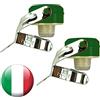 Euposia - Made in Italy - Set 2 Pezzi - Stopper Universale Vino & Champagne con BLOCKWAF System Fino a 6 ATM. - in Acciaio Cromato - Modello 1920 Verde (Green) con Aletta Inox -