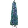 RELAX4LIFE Albero di Natale Artificiale Slim 180cm con Fibre Ottiche, Effetto Realistico e Luci Colorate,Base Pieghevole in Ferro