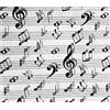 Russo Tessuti Tessuto Cotone Pentagramma Nota Musicale Spartito Bianco Nero Scampoli -135x140 cm