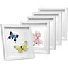 EUGAD Set di 5 Cornice 3D per Foto da Muro Cornici 20x20cm per Oggetti Fino a 1,5cm, Cornici Fotografiche Multiple da Tavolo Portafoto Sospeso in Legno Passepartout Incluso, Bianco