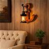 TEKHOME Applique da Muro Vintage in Legno a Forma di Ancora, Portalampada E27, Design Industriale Rustico con Vetro, Lampada da Parete Interni per Ristorante, Soggiorno e Corridoio - Modello E54