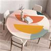 Morbuy Plastificata Tovaglia Rotondo con Bordo Elastico, Tovaglie da Tavola Antimacchia Plastica Tovaglia per Salotto Caffè Pranzo Giardino Decorazione -Astratto Pittura 3D (Giallo,150cm)