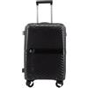 NPLE Trolley Cabina Rigido, Bagaglio a Mano, 4 Ruote Doppie, Nero, Polipropilene, Dimensione S, con Chiusura TSA, 55x40x20cm, 2.70 kg
