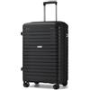 KONO Valigia Media in PP Rigida 65 cm - Trolley Espandibile con Ruote 360°TPE, Portabicchieri Integrato, Leggera con Serratura TSA (24, Nero)