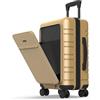 NUMADA - Trolley Bagaglio a Mano (56x37x23,5cm) UpFly T21 con tasca per laptop 15, chiusura TSA e ricarica USB. Bagaglio a mano rigido con 4 ruote a 360° e scomparti interni multipli | Champagne