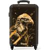 NoBoringSuitcases.com® Valigia Bagaglio a Mano 55x40x20 con Ruote 10 kg, Rigida Leggera, Trolley Cabina con Aquila - Nero