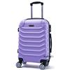 R.Leone Valigia da 1 pezzo Fino a Set 4 Trolley Rigido grande, medio, bagaglio a mano e beauty case 8 ruote in ABS 2026 (Lilla, M Medio)
