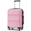 KONO Valigia leggera ABS + PC rigida con serratura TSA, valigetta da viaggio con 4 ruote, rosa., Handgepäck