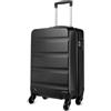 Kono, Set di 3 valigie rigide, leggere, adatte per bagaglio a mano, con 4 ruote girevoli e chiusura a combinazione, Nero , M(66cm 63L)