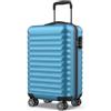 NUMADA - Trolley Bagaglio a Mano Upfly 20' ABS (53x33,5x22cm) con chiusura a combinazione e 4 ruote doppie a 360. Valigia da cabina rigida resistente e leggera con interni a scomparti | Blu