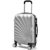 R.Leone Valigia da 1 pezzo Fino a Set 4 Trolley Rigido grande, medio, bagaglio a mano adatto Ryanair 55x40x20cm e beauty case 8 ruote in ABS 2092 (Argento, L Grande)