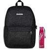 Invicta Zaino Scuola Carlson, Nero Scintillante, Mono Scomparto Con Tasca per PC e Tasca per Borraccia, 24 lt, Scuola Media e Superiore, Zaino Ragazza Borraccia, Rosa, Bo