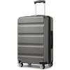 KONO Valigia Media da 65 cm, Valigie Trolley Bagaglio a Mano Rigido Espandibile, Leggera Serratura TSA, 4 Robuste Ruote Girevoli (Grigio, 65 x 43.5 x 25 cm)