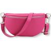 Blade Marsupio in vera pelle, elegante borsa a tracolla da donna, borsa a tracolla di alta qualità con chiusura lampo, borsa a tracolla, fucsia, taglia unica