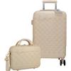 Camomilla Milano Set 2 pz Valigeria, Trolley (40 lt.) + Vanity Case (15 lt.), Materiale Rigido, Ruote Pivotanti, Collezione Ribbon, Colore Butter
