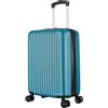 R.Leone Valigia 55x35x20 espandibile 55x35x25 cm Trolley Bagaglio a mano 4 Ruote in ABS Air Asia, Air France, Ita airways, KLM, EasyJet, Ryanair 3182 (Verde Scuro, Valigia 55x35x20+5cm espandibile)
