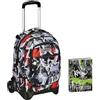 Seven Trolley New Tech, 2 Ruote, Spray Me, Nero, 3 in 1, Triplo Uso, Carrello sganciabile, Scuola e Viaggio + Seven Diario Scuola Standard 12 Mesi, Nero, Ragazzo