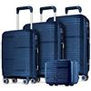 POSH Set di 4 Valigie in Polipropilene - Beauty Case, Cabina, Media, Grande | Trolley da Viaggio con Serratura TSA, Doppie Ruote Silenziose, Impilabili una Dentro l'Altra