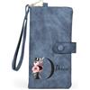 Jeweidea Portafoglio Donna Personalizzato con Nome Lettera Portafoglio Lungo in Pelle PU con Cinturino Carta Contanti ID Moneta Zip Regali per Mamma Moglie Nonna (Blu scuro)