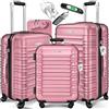 KESSER® Set di 3 valigie rigide, set di valigie da viaggio, set di valigie trolley, incl. bilancia per bagagli + etichetta per bagagli, chiusura per valigie rotolanti, manico telescopico M-L-XL