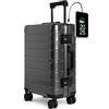 TOKYOTO Valigia in Alluminio Bagaglio Cabina Trolley a Mano Rigida 55x35x20 cm SILVER NAGANO con USB e Caricatore