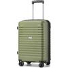 KONO Valigia Cabina in PP Rigida 53,5 cm - Bagaglio a Mano con 4 Ruote Silenziose TPE, Trolley Espandibile con Portabicchieri e Serratura TSA (20, Verde)