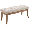 CLP Panca Design Chesterfield Ramses In Stoffa I Panchina Ingresso Capitonné Telaio Legno Chiaro I Panchina Fondo Letto Capitonné, Colore:crema, Dimensione:100 cm