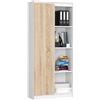 AKORD | Libreria per ufficio CLP 80cm | 4 Ripiani esterni 1 Anta | Scaffale Soggiorno | Porta Libri | Mobile Moderna con Ripiani | Salvaspazio | Librerie da Terra | Wit/Sonoma
