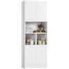 FirFurd Mobile Alto da Bagno 180.5cm,Armadietto da Terra Autoportante,Mobiletto Multiuso con 4 Ante Ripiano Regolabile,per Soggiorno Camera da letto Cucina 180.5x60x40cm Spedito in 2 Pacchi (Bianco)