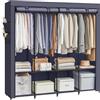 SONGMICS Guardaroba, Armadio Portatile, 4 Barre Appendiabiti, Ripiani, 4 Tasche Laterali, 45 x 170 x 167 cm, Grande Capienza per Camera da Letto, Soggiorno, Blu Scuro RYG094I02