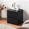 LEMROE Comodino negro,camera da letto con 2 cassetti, cassettiere piccole per la salotto,stile moderno comodini,mobiletto con cassetti Nero