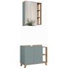 Vicco Set di mobili da bagno Karen, Sonoma/blu, 80 cm, composto da specchio da bagno e mobile sottolavabo