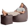 Avalon - Puff Poltrona Sacco Gigante con Poggiapiedi Jive Deluxe Sfoderabile, Pouf di Qualità Sartoriale, Bean Bag per Sedersi Ergonomico, Tessuto Antistrappo Impermeabile, Made in IT (Tortora)