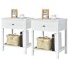GYMAX Comodino Multiuso, con Cassetto, Armadietto con Superficie Impermeabile e Ripiano Aperto, Mobiletto Salvaspazio per Camera da Letto/Soggiorno/Ingresso, 48 x 40 x 58 cm (Bianco - 2 Pezzi)