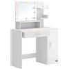 Casaria® Tavolino da Trucco Jocelyn Specchio con LED 1 Cassetto 3 Ripiani Make-Up Bianco