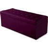 MG Design Pouf contenitore imbottito 45 × 120 cm Viola - capacità ca. 140 L, fino a 300 kg, seduta morbida, struttura solida, già montato e facile da pulire