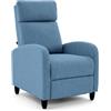Brigros WeHome - Poltrona Relax Reclinabile Marta Push Back, Poltrona Reclinabile Imbottita 67x86x104 Cm, Poltrona Camera Da Letto E Soggiorno Con Schienale Reclinabile (Tessuto, Blu)