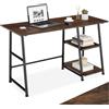 tectake® Scrivania Rustica Stile Industriale, Telaio in Acciaio Trapezoidale, Scrivania Salvaspazio, con 2 Scomparti, Piedi Regolabili in Altezza, 120 x 50 x 73,5 cm - Legno Industriale Scuro