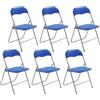 PALUPLUS Set 6 Sedie pieghevoli, misura aperta 44x48x78 cm, sedie salvaspazio con seduta in PVC Imbottita, piedi antiscivolo, per giardino, cucina, ufficio, campeggio (Blu)
