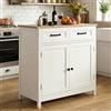 HOKEEPER Isola Credenza Bianca con Cassetti, Mobile Cucina Indipendente per Soggiorno, Sala da Pranzo e Corridoio