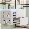 Easexcy, armadio da bagno sospeso a parete, 60 x 46 x 48,5 cm, illuminazione a LED con sensore radar, due cassetti, guide scorrevoli silenziose, lavabo integrato, bianco